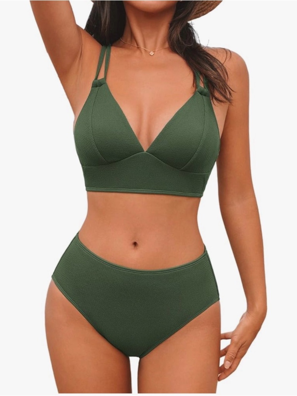 CUPSHE Women’s Olive Green Two-Piece High-Waist Bikini